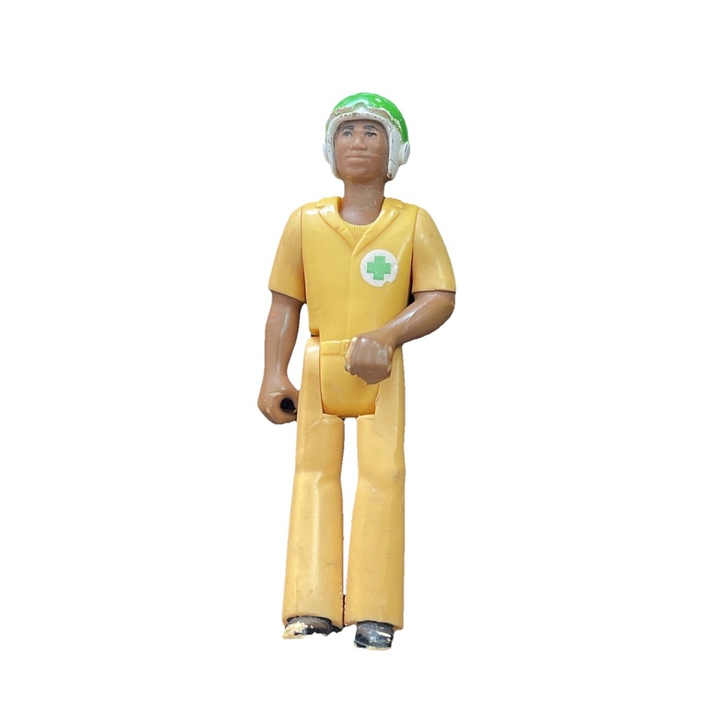 Vintage Adventure People Fisher Price Yellow Rescue Helicopter Pilot 70s